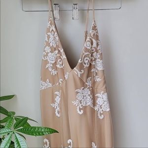 Forever 21 Lace Beige Maxi/Gown Dress